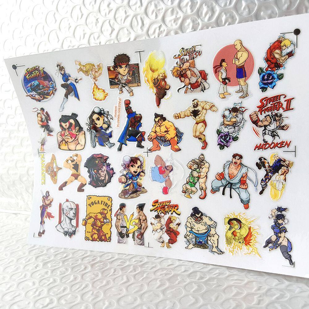 经典街头霸王镂空立体防水手帐保温水杯装饰UV转印贴纸水晶标定制