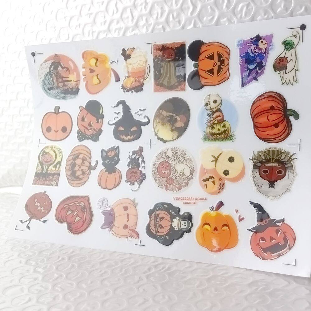 万圣西洋鬼节镂空立体防水笔牙刷水杯装饰贴纸UV转印贴水晶标定制