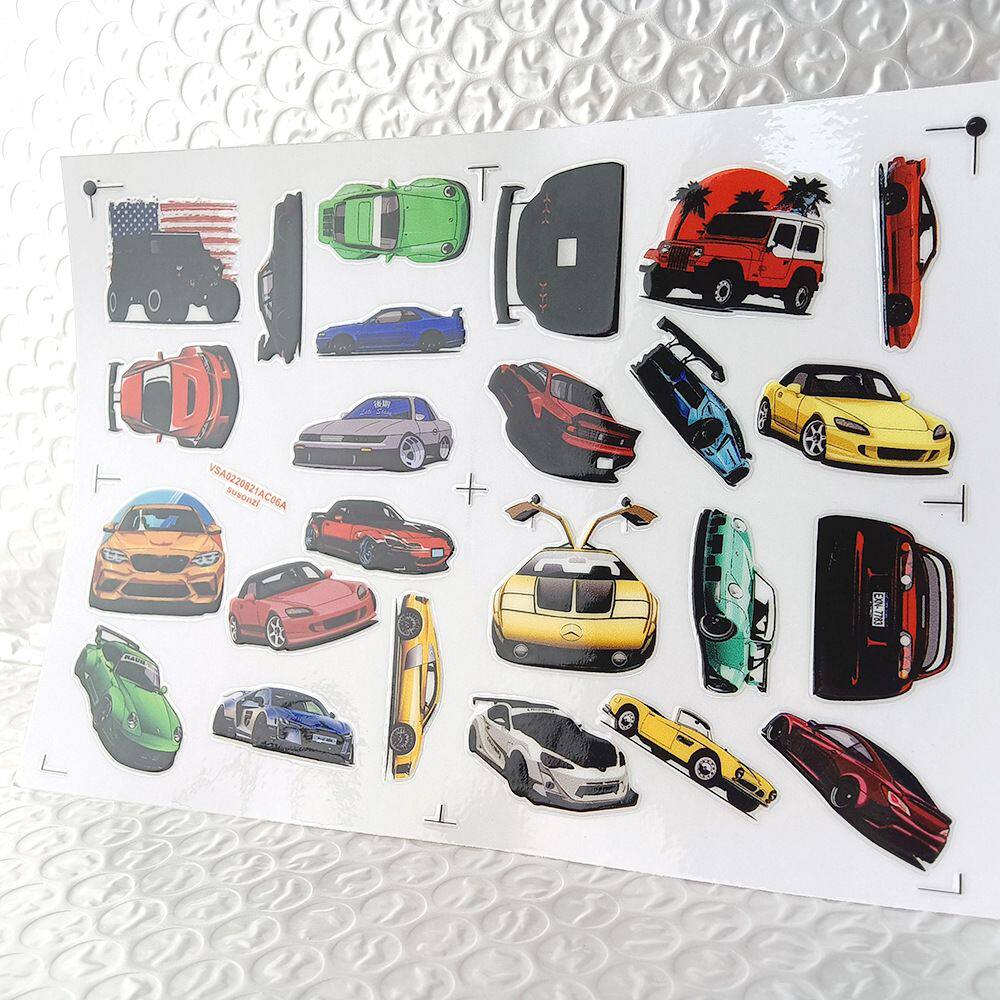 卡通跑车镂空立体防水电动牙刷水杯装饰贴纸UV转印贴纸水晶标定制