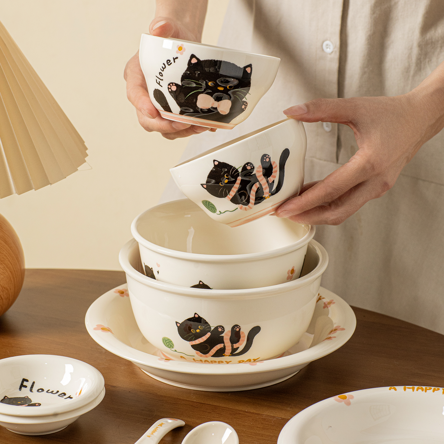 顺祥陶瓷碗家用2025新款高颜值碗碟餐具釉下彩漂亮的饭碗碗盘套装,餐饮具,碗,淘宝优惠券,粉丝福利购,淘宝优惠卷