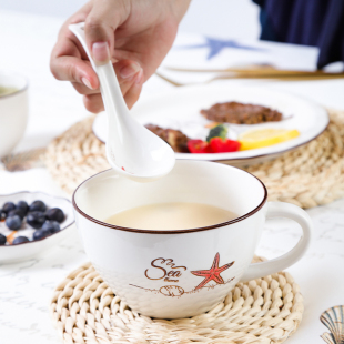 顺祥陶瓷早餐杯高颜值耐高温杯子家用喝水可爱杯子大容量咖啡杯