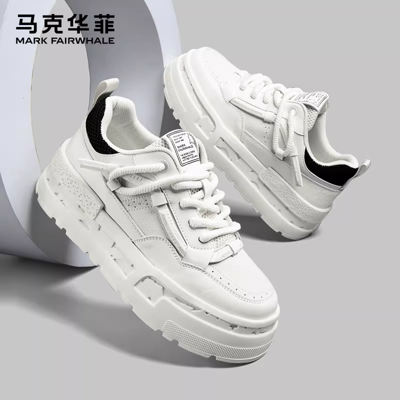马克华菲小白鞋男款2026春季新款男士厚底男鞋增高板鞋男休闲鞋子