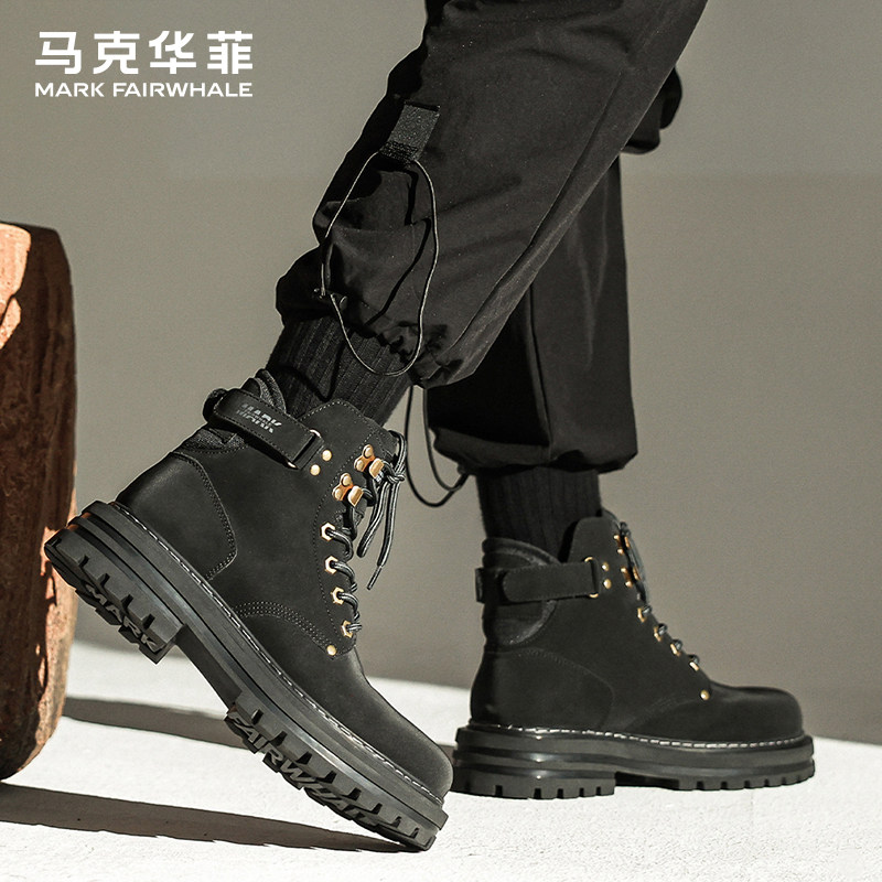 马克华菲马丁靴男2025新款男鞋高帮皮鞋男款鞋子工装皮靴男士靴子