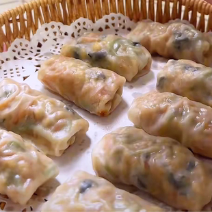 薄皮包蔬菜卷三鲜素菜卷代餐懒人儿童学生早餐速冻半成品加热即食