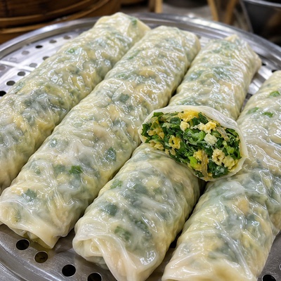 菜龙水晶菜卷子韭菜盒子菜卷半成品早餐蔬菜卷薄皮菜龙河南蒸菜蟒