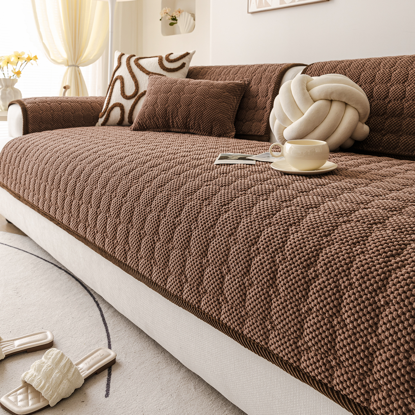 轻奢高级感皮沙发垫子四季通用