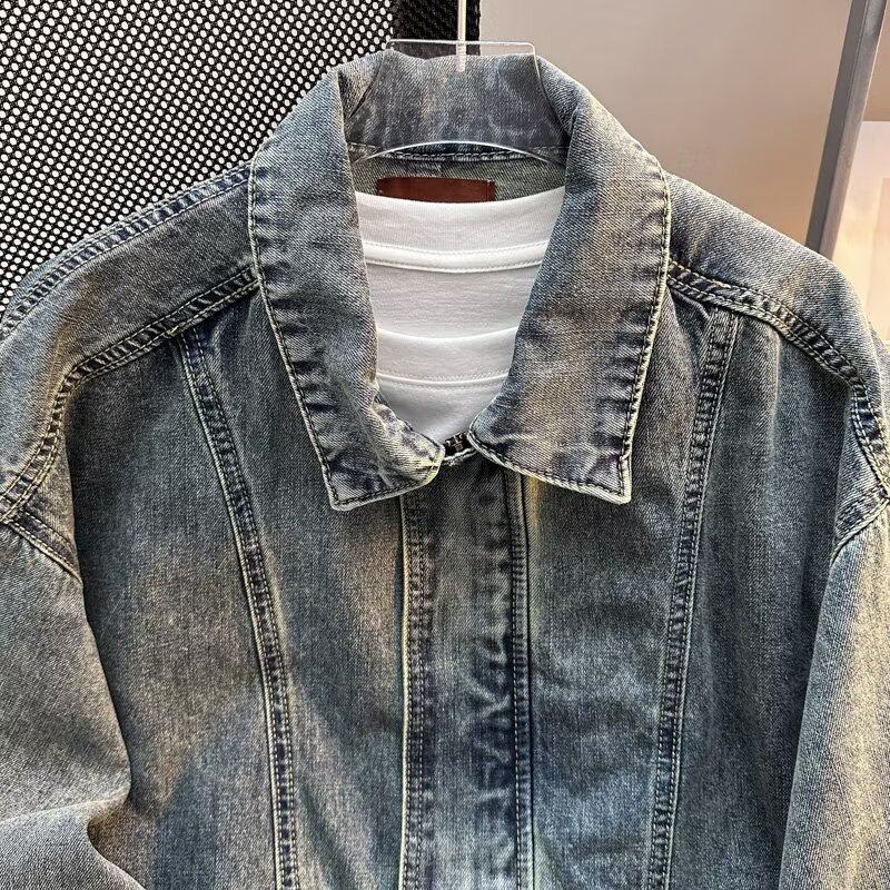 2026牛仔外套男女春季2025宽松美式高街复古翻领夹克拉链上衣潮流,男装,牛仔外套,淘宝优惠券,粉丝福利购,淘宝优惠卷