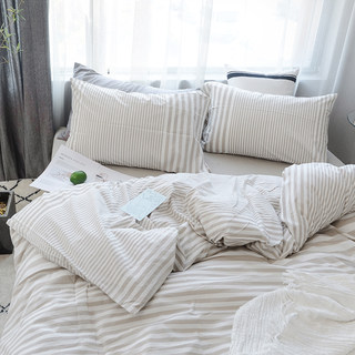 日式渐变条纹四件套水洗棉全棉纯棉床上用清新现代简约大气100%棉