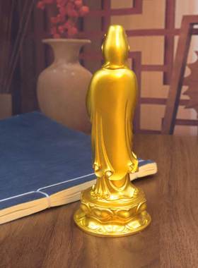 黄铜实心观家音菩萨西方三圣像阿佛弥陀佛像观黄铜观音音站像用供