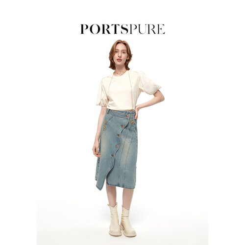PORTSPURE短袖基础荷叶边T恤