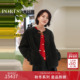 2025秋冬新品 商场同款 宝姿PORTSPURE女装 黑灰色拉贡毛短外套