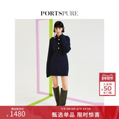 宝姿PORTSPURE女装 层次设计感绵羊毛收腰连衣裙