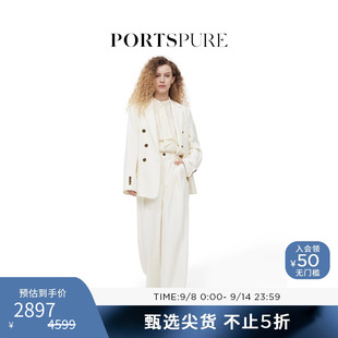 休閑金屬雙排扣高級感西裝 外套 春秋綿羊毛經(jīng)典 寶姿PORTSPURE女裝