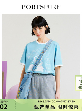 【大F推荐】宝姿PORTSPURE女装秋季休闲卡通短袖T恤RP3N015NCC135