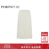2025秋冬新品 商场同款 宝姿PORTSPURE女装 手工钉珠亮片针织半身裙