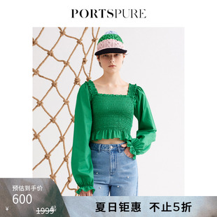 上衣RP3B029RWC071 宝姿PORTSPURE女装 夏季 时尚 荷叶边甜美泡泡袖