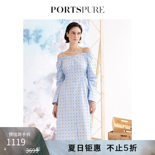 温柔甜美舒适透气收腰印花连衣裙 周洁琼同款 PORTSPURE女装
