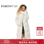 温暖条绒肌理感软糯围巾帽长款 宝姿PORTSPURE女装 冬季 羽绒服