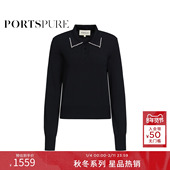 商场同款 通勤POLO钻石边毛针织衫 宝姿PORTSPURE女装 2025秋冬新品