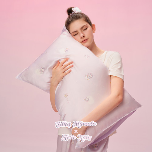 HelloKitty联名双面真丝蕾丝枕套