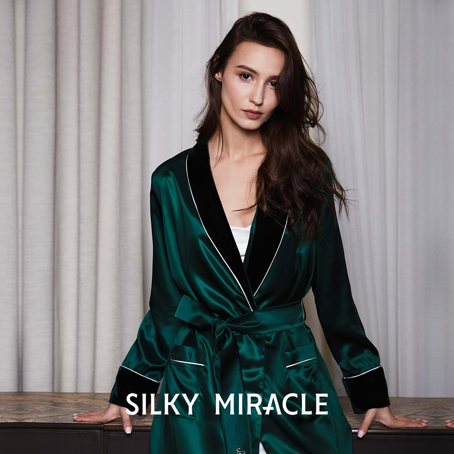 SILKY MIRACLE丝绒长睡袍SILK VELVET真丝男女同款桑蚕丝家居服