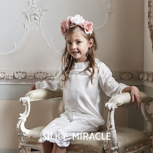 MIRACLE II儿童真丝睡衣蕾丝公主家居套装 BABY WEAR SLEEP SILKY