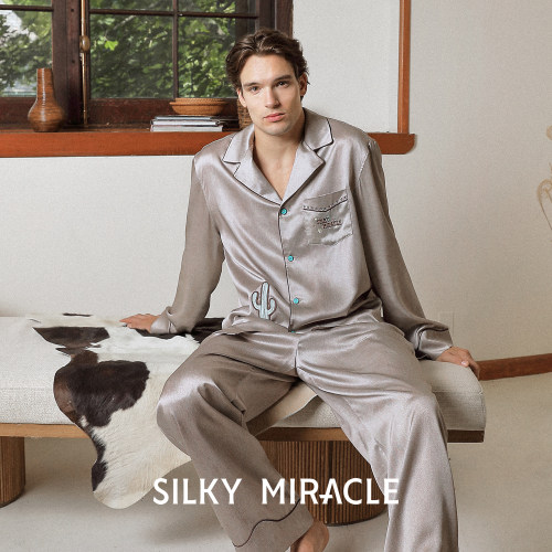 SILKYMIRACLE男真丝睡衣