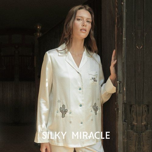 SILKYMIRACLE女真丝绣花睡衣