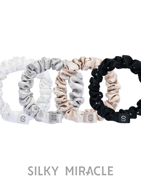 SILKY MIRACLE真丝水晶窄发圈FLAME系列桑蚕丝头花组合礼盒送女生