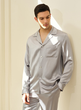 SILKY MIRACLE男士真丝睡衣套装长袖22姆米桑蚕丝家居服可外穿