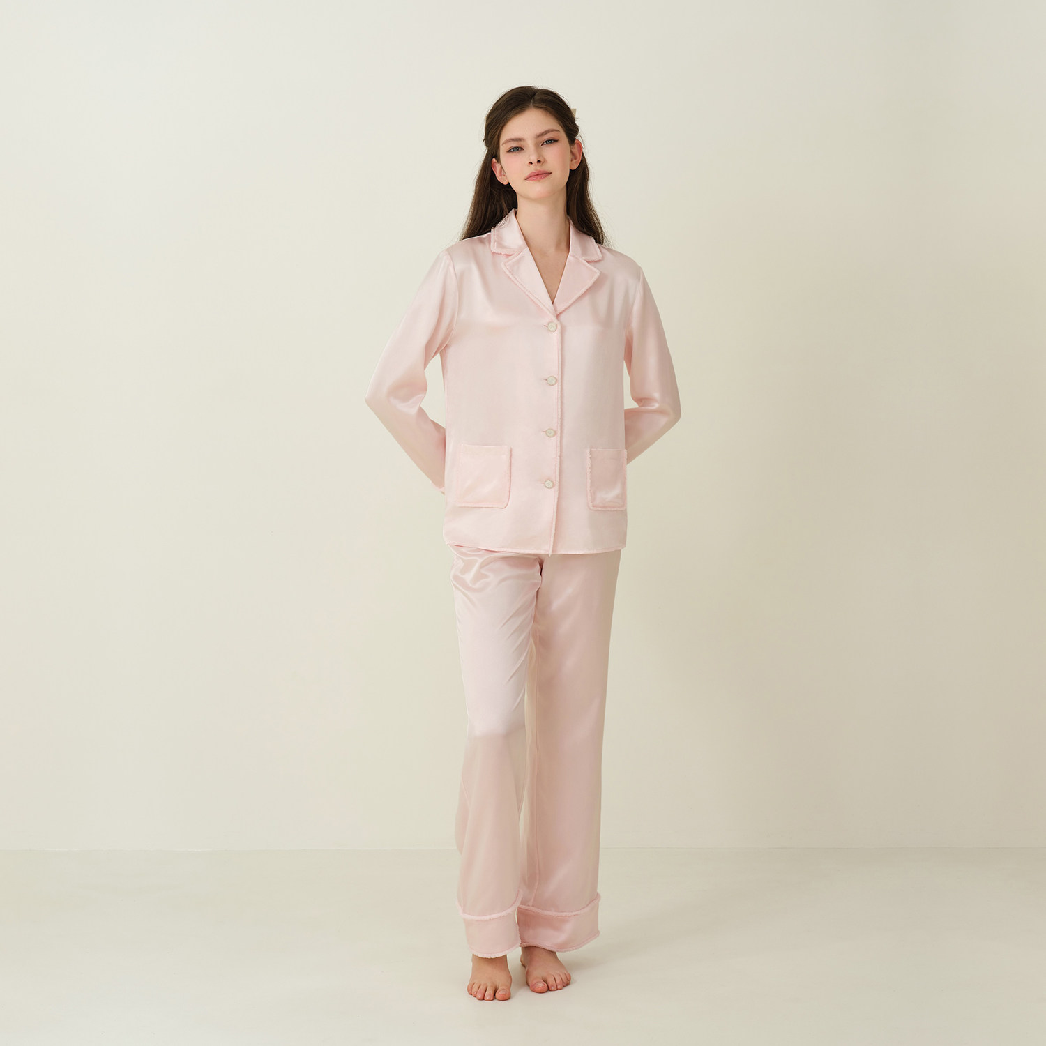 SILKY MIRACLE真丝睡衣ELEGANCE毛绒边桑蚕丝长