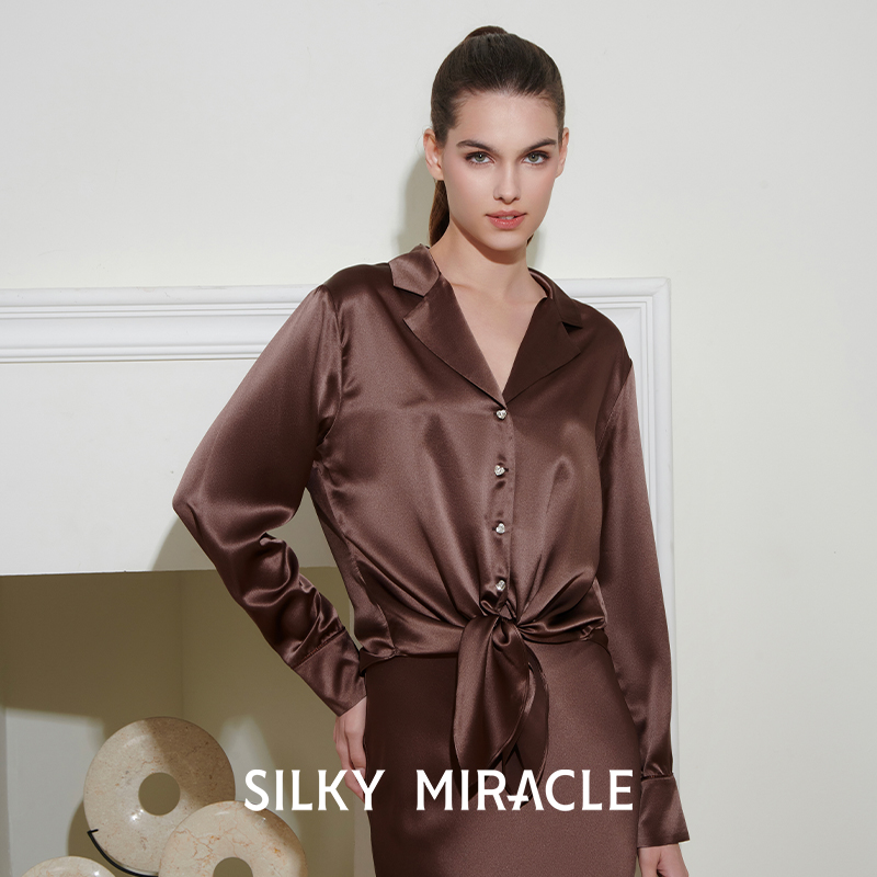 SILKYMIRACLE棕色真丝睡衣