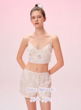 SILKY MIRACLE真丝睡衣HelloKitty联名可外穿文胸吊带短裤家居服