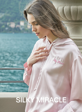 SILKY MIRACLE真丝水晶帽衫GAIETY家居服睡衣粉运动套装新款