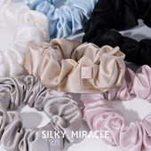 SILKY MIRACLE真丝发圈基础款 中号桑蚕丝头花多巴胺少女发饰组合