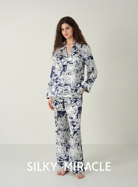 SILKY MIRACLE真丝复古睡衣LADY-S桑蚕丝女家居服长袖套装新款