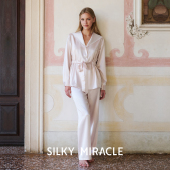 SILKY 可外穿 纯欲家居服套装 MIRACLE蕾丝翻领真丝睡衣LADY S长裤