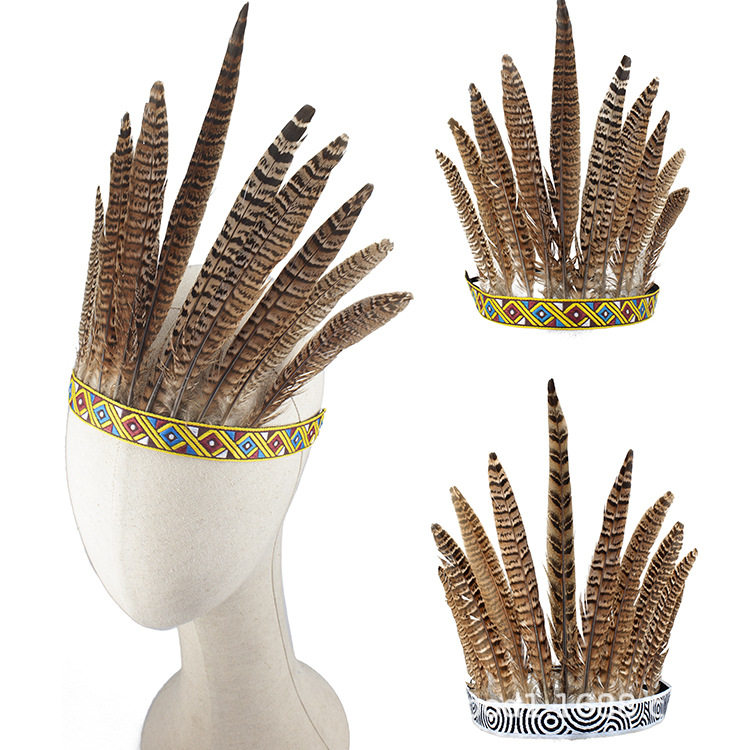夸张羽毛发箍印第安霍瓦纳民族头饰野人发饰非洲部落羽毛饰品
