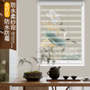 全遮光卷帘 免打孔柔纱帘窗帘客厅卧室厨房卫生间遮阳帘防晒卷拉式