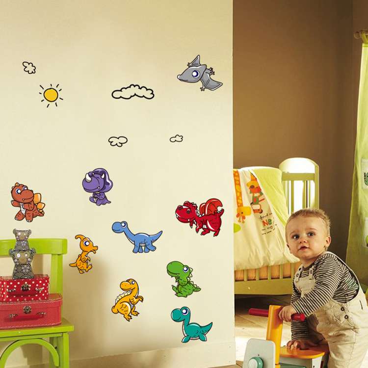 可移除透明墙贴MT1102恐龙 幼儿园儿童房浴室卫生间装饰墙贴PVC