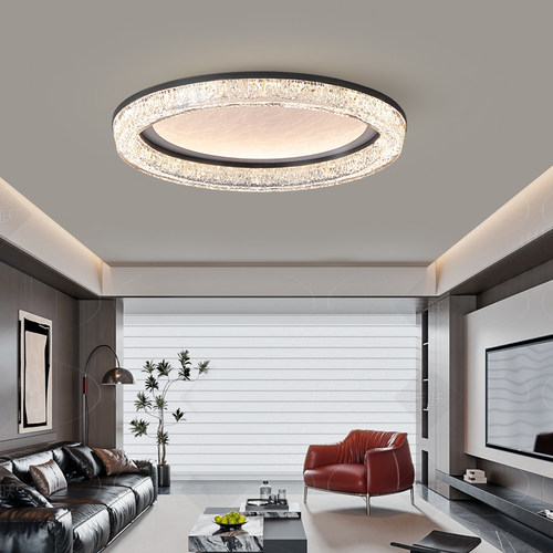 客厅吸顶灯现代简约大气圆形全光谱护眼高级感极简主卧室书房灯具