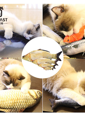 宠物小猫玩具鱼仿真自嗨薄荷鱼逗猫棒猫磨牙啃咬逗猫玩具猫咪用品