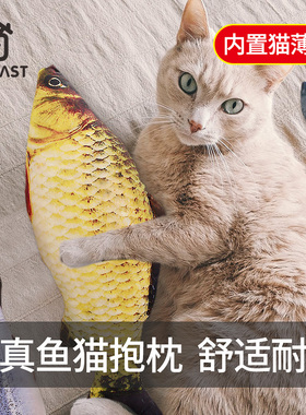 宠物小猫玩具鱼薄荷鱼自嗨神器啃咬逗猫棒仿真鱼抱枕磨牙猫咪用品
