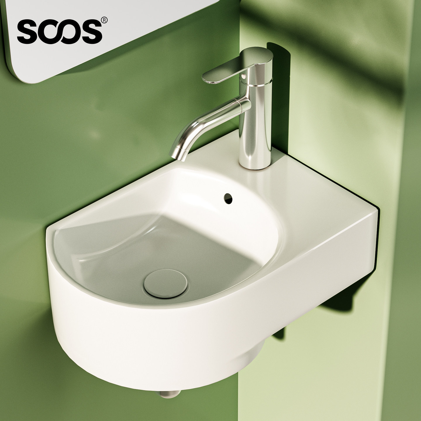 SOOS 小户型挂盆G3041左右盆 墙排/地排洗手盆壁挂一体浴室洗脸盆,家装主材,挂墙式洗脸盆,淘宝优惠券,粉丝福利购,淘宝优惠卷