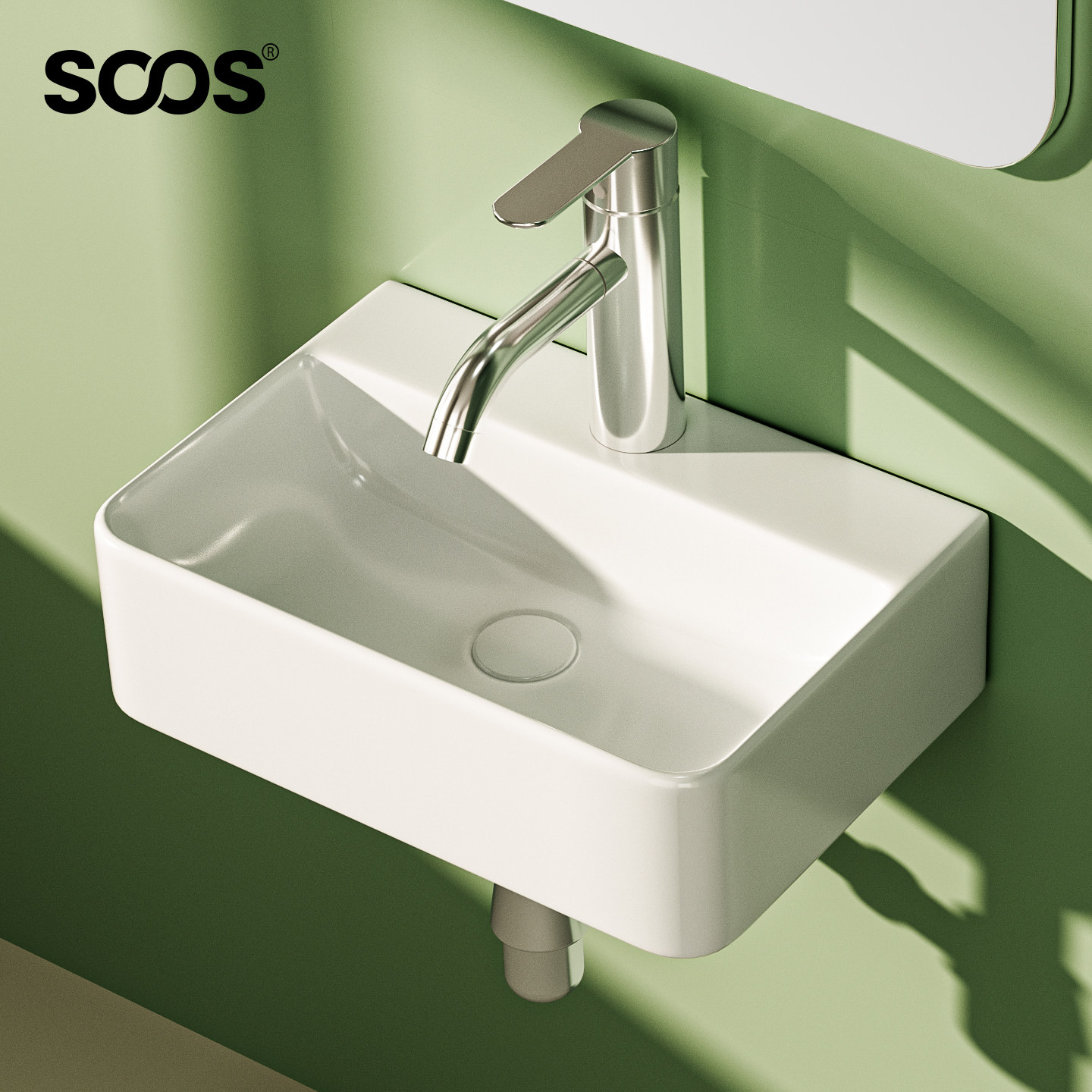 SOOS 小户型挂盆G3095 小尺寸迷你陶瓷挂墙式洗手池浴室洗脸盆