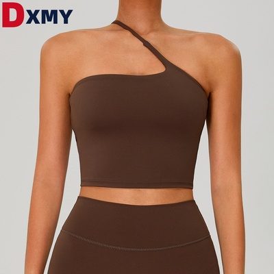 欧美辣妹风性感修身单肩背心