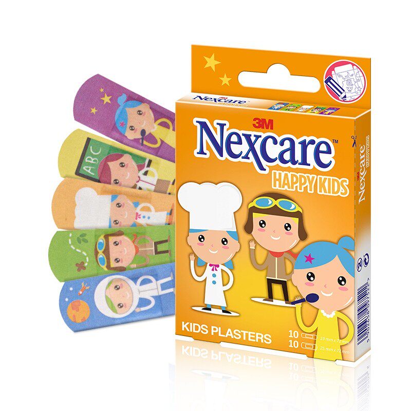 3m耐适康创可贴20片装 卡通图案笑脸可爱舒适 透气游泳防水创口贴