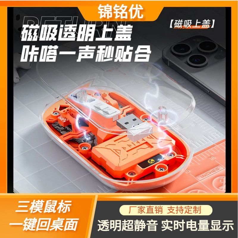 礼品无线鼠标充电三模鼠标透明高颜值批发蓝牙新款鼠标现货办公
