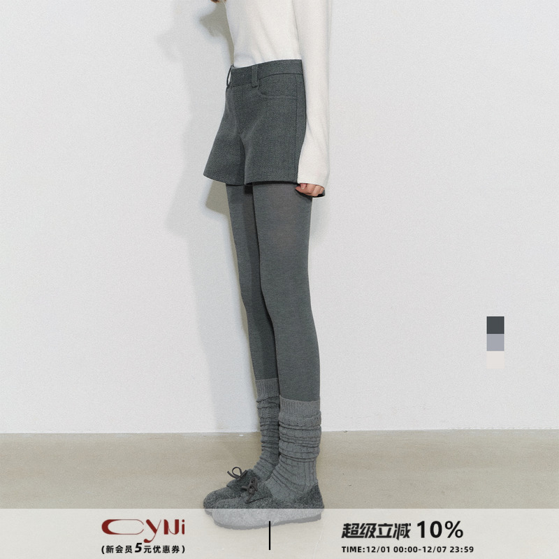 CyNi【零点压迫】修身秋冬灰色打底裤可外穿显瘦弹力连裤袜女