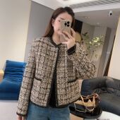 名媛风夹棉编织小香风外套圆领粗花呢气质 欧加粒粒 D25101334